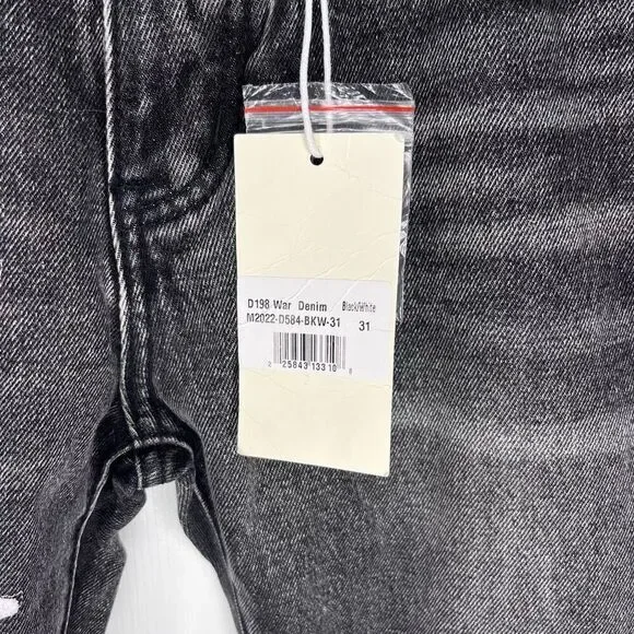 NWT mnml Men's D198 War Straight Denim Size 31 Distressed gray black denim - Picture 5 of 9